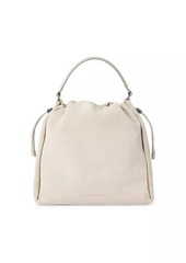 Brunello Cucinelli Sueded Calfskin Bucket Bag with Monili