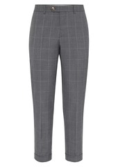 Brunello Cucinelli Super 120s Virgin Wool Overcheck Formal Fit Trousers