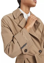 Brunello Cucinelli Techno Canvas Trenchcoat with Shiny Cuff Details