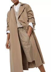 Brunello Cucinelli Techno Canvas Trenchcoat with Shiny Cuff Details