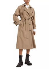 Brunello Cucinelli Techno Canvas Trenchcoat with Shiny Cuff Details