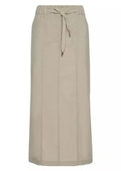 Brunello Cucinelli Techno Cotton Poplin Midi Track Skirt