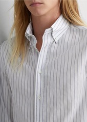 Brunello Cucinelli Textured Striped Cotton Slim Fit Shirt With Button-Down Collar