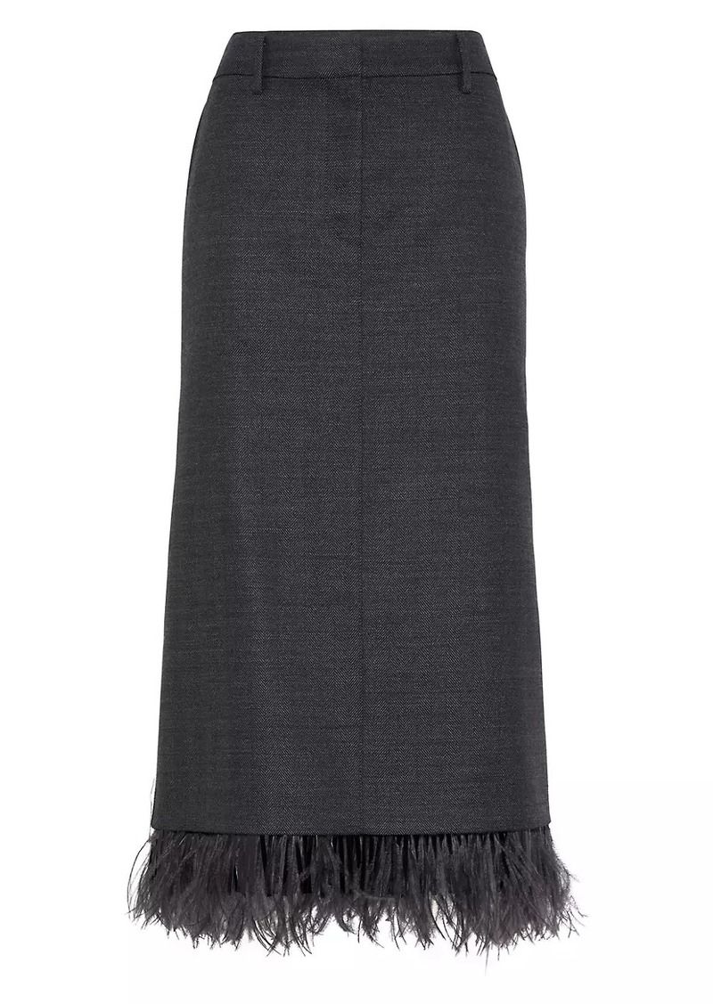 Brunello Cucinelli Virgin Wool Chevron Sartorial Column Skirt