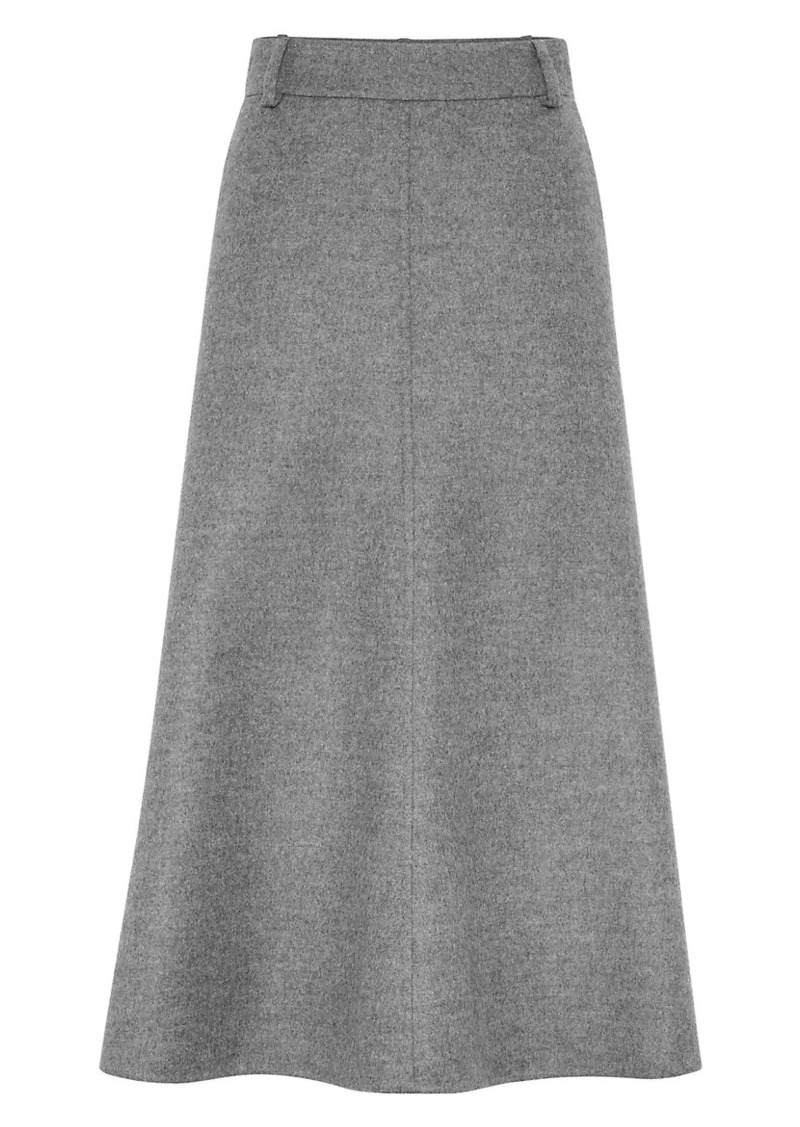 Brunello Cucinelli Virgin Wool Double Cloth Flute Skirt