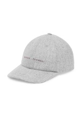 Brunello Cucinelli Virgin Wool Flannel Baseball Cap with Embroidery