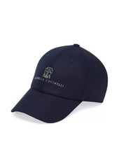 Brunello Cucinelli Virgin Wool Flannel Baseball Cap with Embroidery