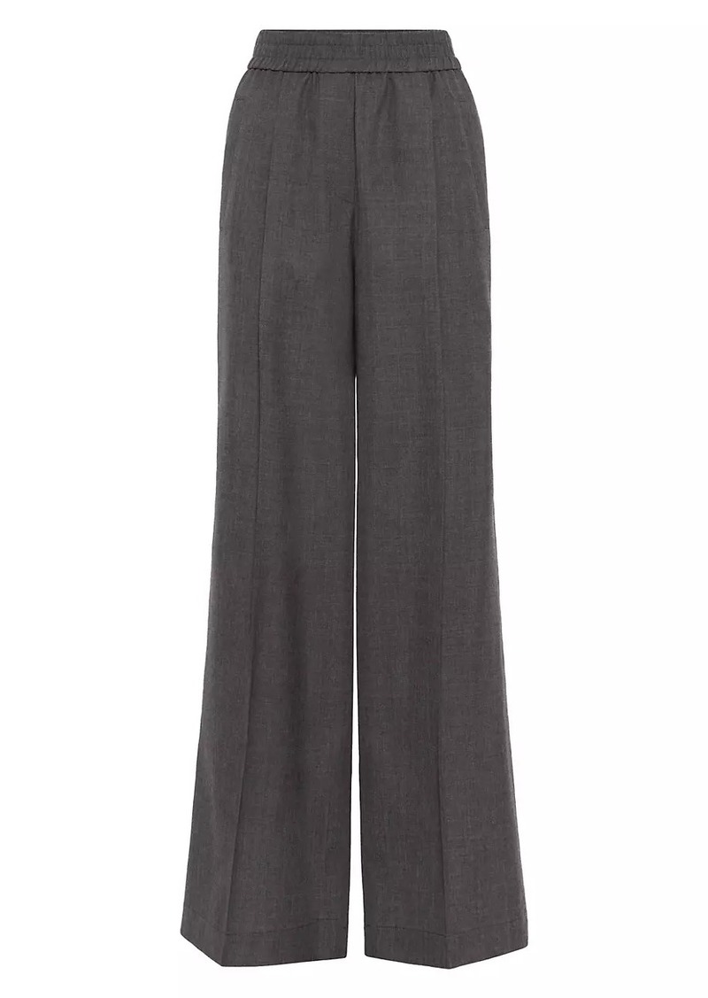 Brunello Cucinelli Virgin Wool Organza Loose Track Trousers