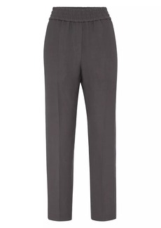 Brunello Cucinelli Viscose and Linen Fluid Twill Baggy Pull on Trousers