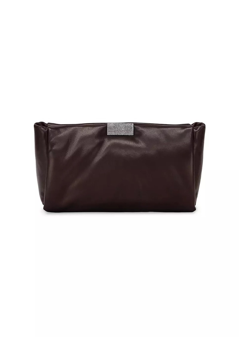 Brunello Cucinelli Wet Effect Nappa Leather Clutch Bag with Shimmering Detail