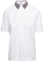 Brunello Cucinelli White Polo Shirt with Monile Collar in Cotton Woman