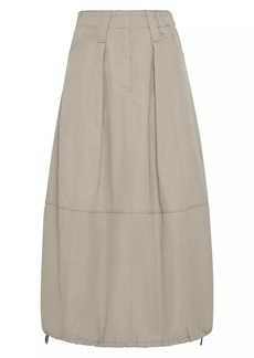 Brunello Cucinelli Wrinkled Techno Cotton Gabardine Curved Utility Skirt