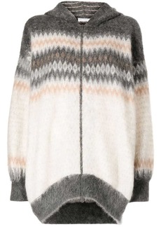 Brunello Cucinelli zigzag knit hooded cardigan