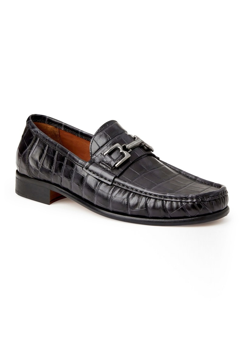 Bruno Magli - Men's Trieste Loafers Slip-On Luxurious Leather Shoes (Black Croc  M)