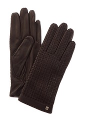 Bruno Magli Basket Weave Cashmere-Lined Leather Gloves