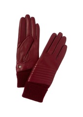 Bruno Magli Bias Quilt Cashmere-Lined Leather Gloves