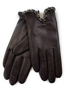 Bruno Magli Chain Link Leather Gloves in Black at Nordstrom Rack
