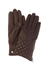Bruno Magli Diamond Quilted Cashmere-Lined Leather Gloves