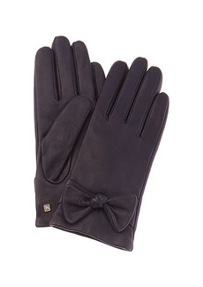 Bruno Magli Knotted Bow Cashmere-Lined Leather Gloves