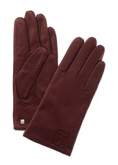 Bruno Magli Logo Cashmere-Lined Quilted Leather Gloves