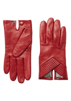Bruno Magli Seamed Cuff Leather Gloves in Red at Nordstrom