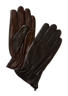 Bruno Magli Two-Tone Cashmere-Lined Leather Gloves