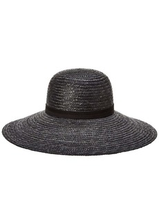 Bruno Magli Wide Brim Leather-Trim Straw Hat