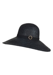 Bruno Magli Wide Brim Suede Band Straw Sun Hat in Black at Nordstrom Rack