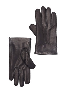 Bruno Magli Cashmere Lined Hand Stitch Leather Gloves in 001Blk at Nordstrom Rack