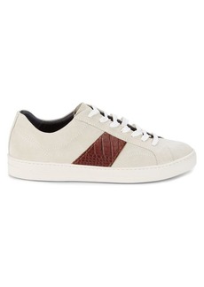 Bruno Magli Justice Suede & Croc-Embossed Leather Sneakers
