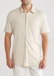 Buffalo Jeans Elvison Short Sleeve Jersey Button-Up Shirt in Beige Mix at Nordstrom Rack