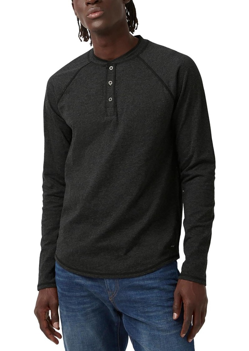 Buffalo Jeans Mens Long Sleeve Heathered Henley Shirt