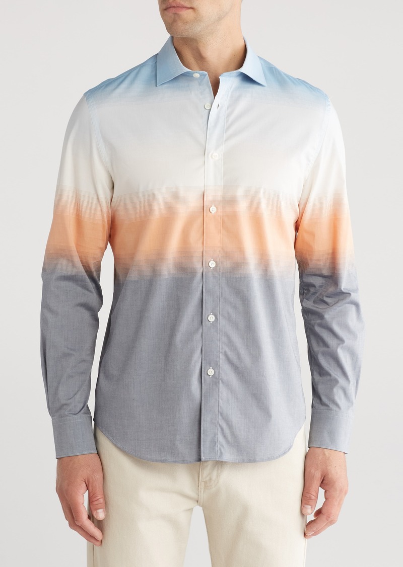 Bugatchi Axel Ombré Stretch Button-Up Shirt in Ocean at Nordstrom Rack