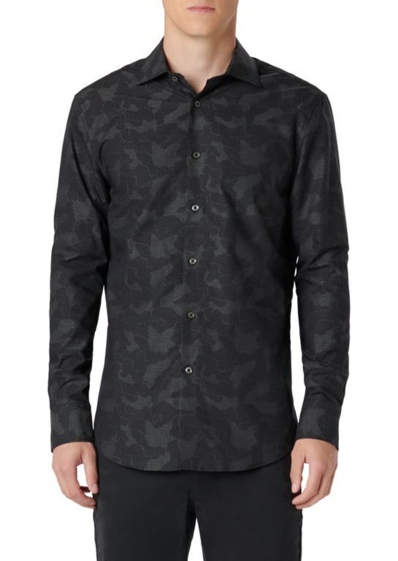 Bugatchi Axel Shaped Fit Abstract Print Stretch Cotton Button-Up Shirt
