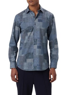 Bugatchi Axel Shaped Fit Patchwork Print Button-Up Shirt
