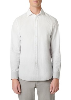 Bugatchi Axel Shaped Fit Woven Seersucker Cotton Button-Up Shirt