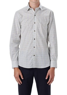 Bugatchi Shaped Fit Abstract Print Stretch Cotton Button-Up Shirt