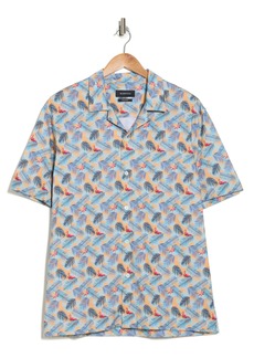Bugatchi Flamingo Palm Short Sleeve Button-Up Camp Shirt in Jaffa at Nordstrom Rack