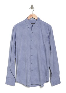 Bugatchi Geometric Print Regular Fit Cotton Button-Up Shirt in Elephant at Nordstrom Rack