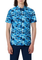 Bugatchi Hendrix Digital Abstract Print Cotton Polo in Classic Blue at Nordstrom Rack