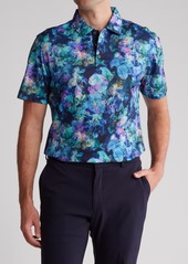 Bugatchi Hendrix Digital Floral Print Cotton Polo in Paradise at Nordstrom Rack