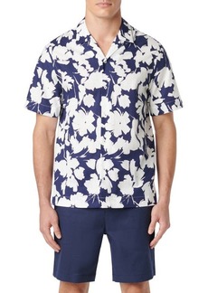 Bugatchi Jackson Shaped Fit Floral Print Short Sleeve Button-Up Camp Shirt