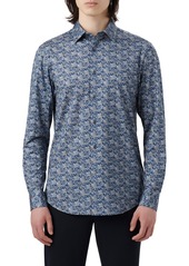 Bugatchi James OoohCotton® Abstract Print Button-Up Shirt in Peacock at Nordstrom Rack
