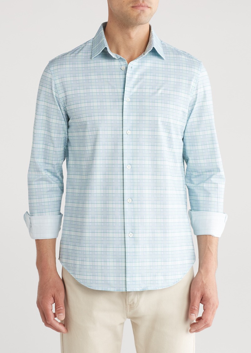 Bugatchi James Plaid Button-Up Shirt in Mint at Nordstrom Rack