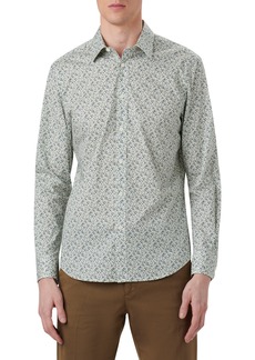 Bugatchi Julian Shaped Fit Floral Stretch Cotton Button-Up Shirt in Khaki at Nordstrom Rack