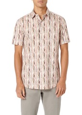Bugatchi Julian Stripe Short Sleeve Stretch Cotton Button-Up Shirt