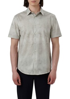 Bugatchi Miles OoohCotton Airbrush Print Short Sleeve Button-Up Shirt