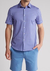 Bugatchi Miles OoohCotton® Check Short Sleeve Button-Up Shirt in Orchid at Nordstrom Rack