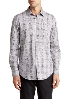 Bugatchi OoohCotton® Abstract Print Button-Up Shirt in Platinum at Nordstrom Rack