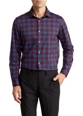 Bugatchi OoohCotton® Check Print Button-Up Shirt in Midnight at Nordstrom Rack